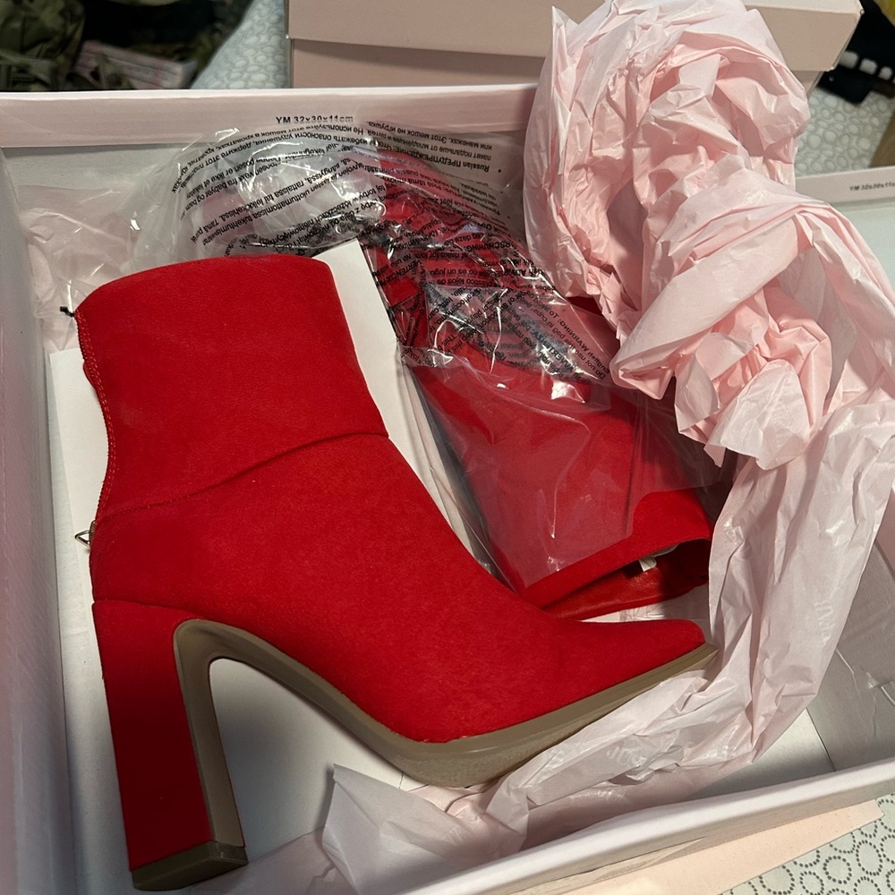 JustFab Bold Red Ankle Booties